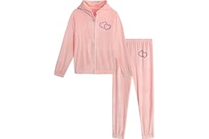 Dreamstar Girls' Jogger Set - 2 Piece Full Zip Up Velour Hoodie and Jogger Pants for Girls - Cozy Girls Athletic Set (7-16)