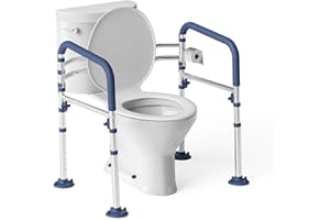 Loyoda Toilet Safety Rails for Seniors,Height-Adjustable Toilet Frame Width-Adjustable Toilet Handles Toilet Rail Provides Support for Seniors ， Pregnant ，Disabled