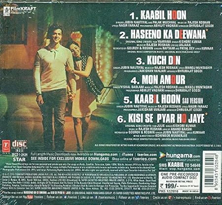 Hrithik Roshan Yami Gautam Kaabil Ost Film Audio Cd Valentine S Day Romantic Amazon Com Music