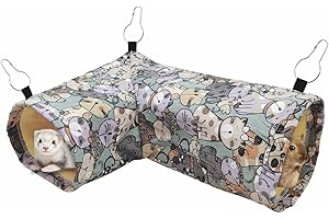 LEFTSTARER Guinea Pig Rat Corner Tunnel & Tubes Ferret Bunkbed Hammock, Guinea Pig Hideout for Hedgehog Piggy Hamster Hide, Small Animal Pet Toys and Cage Accessories (3.Corner Tunnel)