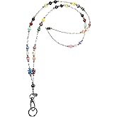 Hidden Hollow Beads Slim Style Women's Fashion Beaded Lanyard, 34" Jewelry Lanyard for ID Badge Holder and Keys (Super Slim Multi - Breakaway)