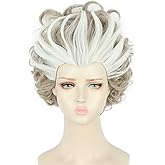 yuehong Short Curly Silver Gray Wig Fluffy Witch Wig Halloween Cosplay Party Wig for Women