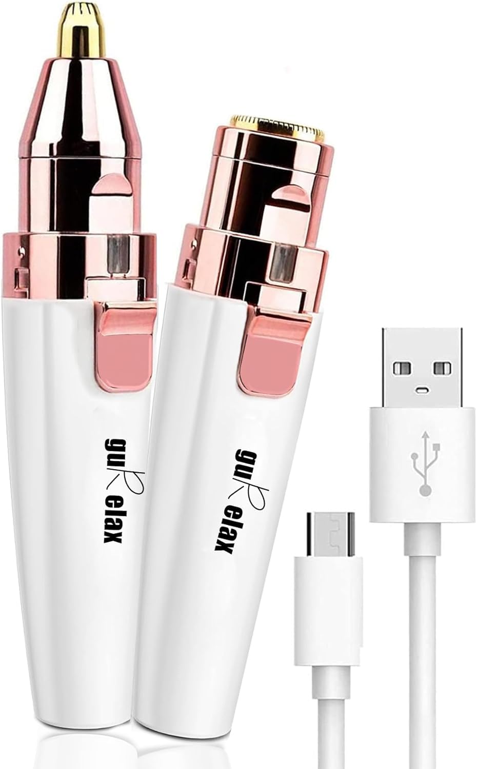 Rechargeable Eyebrow Trimmer & Facial Hair Removal for Women, 2in1 Painless Women's Facial Hair Remover Eyebrow Razor for Lips Nose Body Facial Hair Removal with Flannel Bag