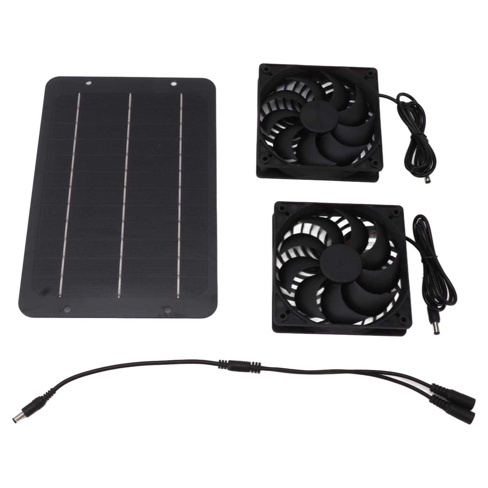 10W Solar Panel Kit with Dual Fan for Greenhouse, Chicken House, Doghouse, Pet Houses and Shed