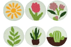 Mefatus Punch Needle Kit for Beginners Adults Kids Easy Punch Needle Embroidery Kit Tool Threader Fabric Hoop Yarn Rug Tufting Coaster Art and Crafts