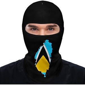 Flag,Map of Saint Lucia Cycling Balaclava Ski Mask Motorcycle UV Protection Neck Gaiter for Men Women Multicolor
