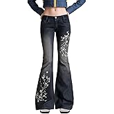Low Waisted Flared Jeans for Women Stretch Denim Bell Bottom Pants Y2K Retro Casual Baggy Jeans