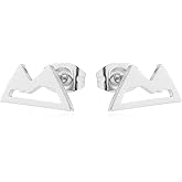 Stainless Steel Snowcapped Mountain Earrings Peak Snowy Stud Earrings Mountain Climbing Lovers Gifts for Women Jewelry-silver