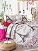 Paris Bedding Set, Cotton and Polyester - Eiffel Tower View with Colorful Flowers - Set of 3 - Fiber Filling Comforter and 2 Pillowcases for Full Bed