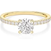 EAMTI Travel Engagement Rings for Women Round Cut Wedding Band Size 3-13 | 14K Gold Plated, 1.2CT, Solitaire, Cubic Zirconia CZ, Promise Ring for Her