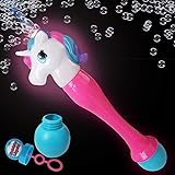 ArtCreativity 12.5 Inch Light up Unicorn Bubble Scepter Wand - Includes Solution and Batteries - Cute Bubble Blowing Toy with