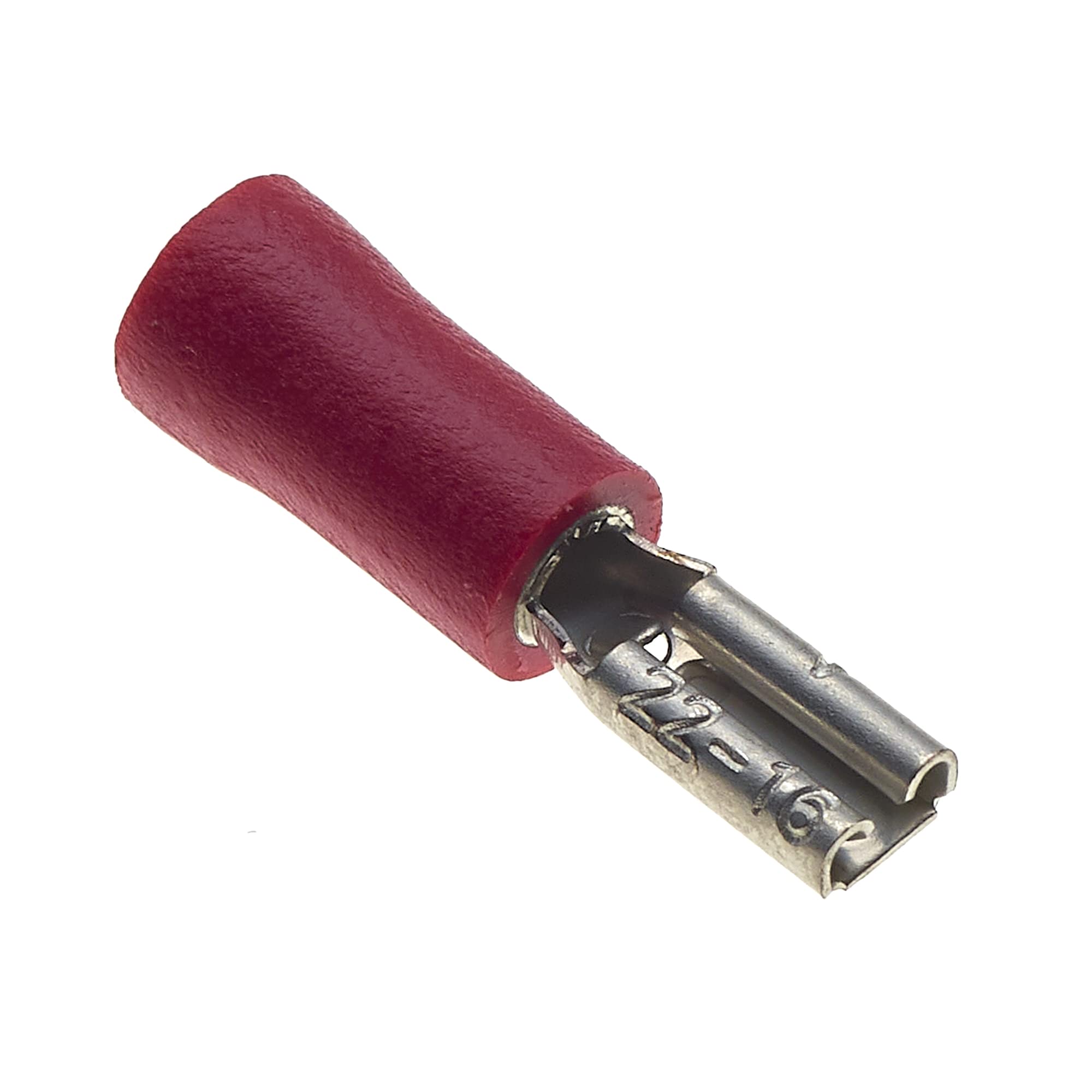 Female Push On Crimp Terminal, Pack Of 100-12A, 2.8mm X 0.5mm, Red Nylon Insulated Spade Connectors, Quick Electrical Disconnect Terminal