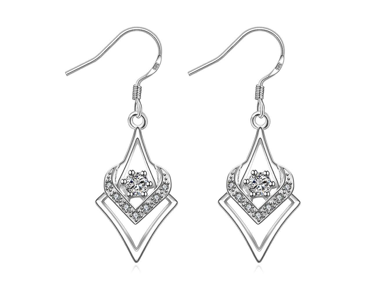KEETEEN "Wishing Tree"925 Sterling Silver Teardrop Filigree Dangle Earrings for Women (in heart)