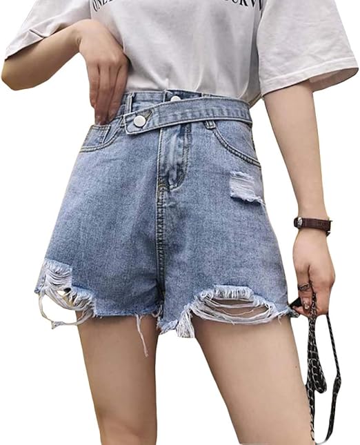 Amazon Beibang バイバン デニム短パン レディース ショートパンツ 短パン ダメージ加工 韓国ファッション 薄手 ホットパンツ 着痩せ 夏物 ショートパンツ 通販