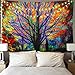 BLEUM CADE Colorful Tree Tapestry Wall Hanging Psychedelic Forest with Birds Wall Tapestry Bohemian Mandala Hippie Tapestry for Bedroom Living Room Dorm (The Tree, 51.2