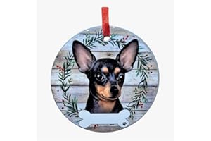 E&S Imports Black Chihuahua Ornament - DIY Personalizable - Dog Gifts - Ceramic Round Ornament with Glazed Finish - X-mas Decoration - Christmas Ornaments Craft Gifts - Ornaments for Pet Lovers