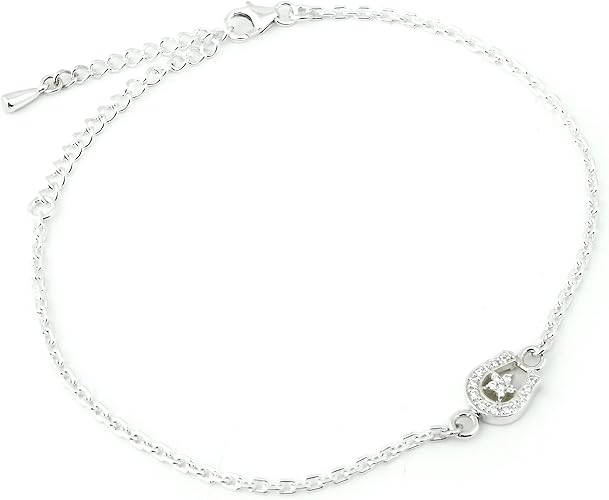 Amazon 人気 メンズ レディース ブランド Blackdia Cz スター ホースシュー アンクレット 星 馬蹄 シルバー 925 アンクレット 通販
