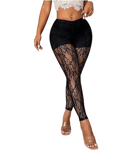 Amazon.com: Women's Retro 80's Lace Leggings - White, X-Large