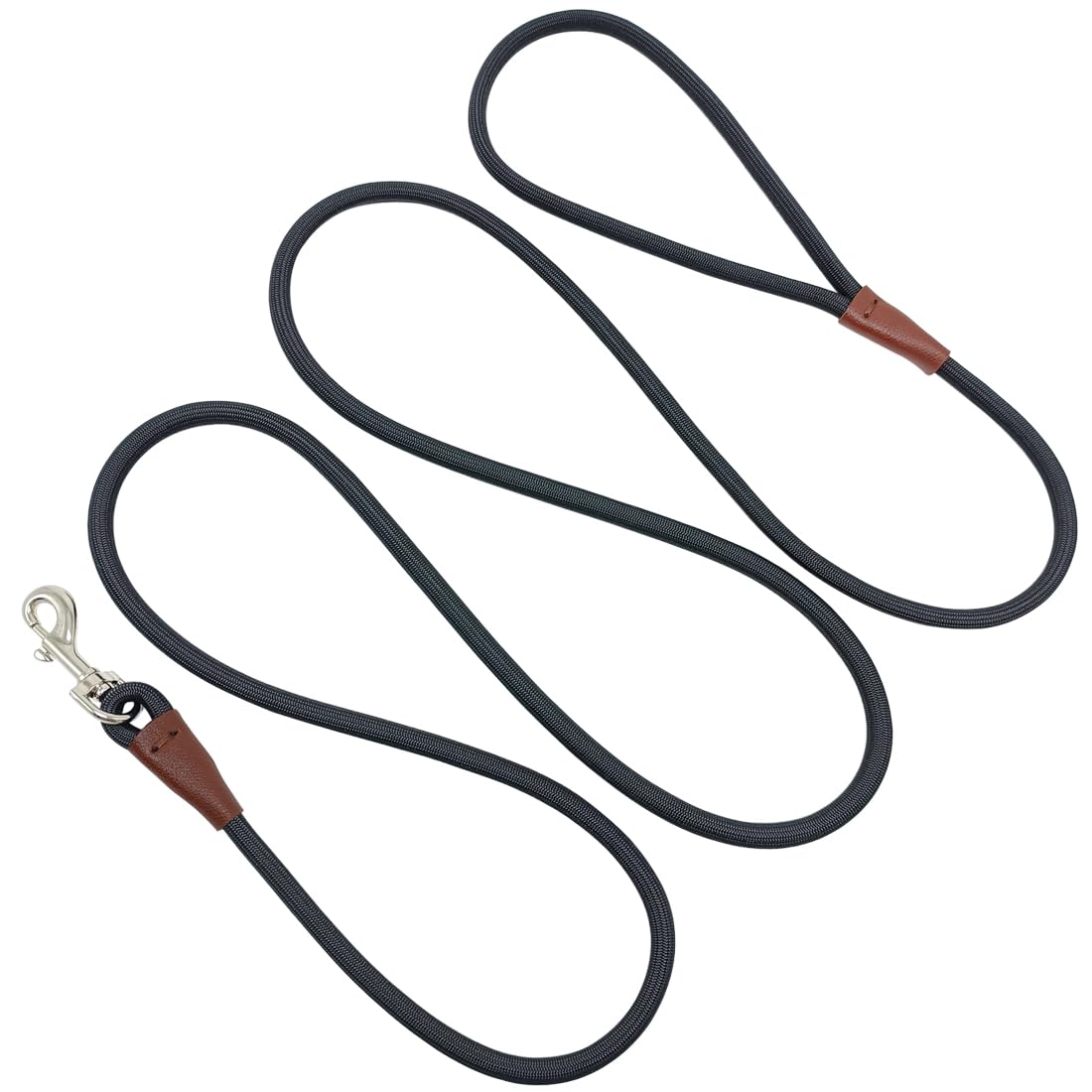 MayPaw Small Rope Dog Leash 6 FT/8 FT/10 FT, 1/4-in Lightweight Pet Leash for Small Dogs/Puppy/Cats, Classic Colors Round Dog Lead (8ft*1/4", Black)