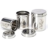 Sumeet Designer Stainless Steel Vertical Canisters/Ubha Dabba/Storage Containers Set of 3Pc (400ml,500ml,750ml)