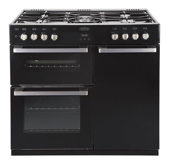 Belling DB4900DFT BLACK 900mm Dual Fuel Range Cooker 5 x Burners WOK