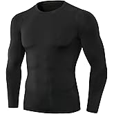 Men's Compression Long Sleeve Shirts, Cool Dry Sport Workout Underwear Shirt Athletic Baselayers Gym Running Tops 1/2 Pack