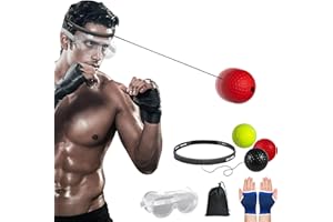 COMAYJOHN Boxing Reflex Ball Set - Sweat Guide Headband, Goggles and Gloves,boxbollen Game for Adults and Children to Improve Hand-Eye Coordination, Punch Speed, Fight Response
