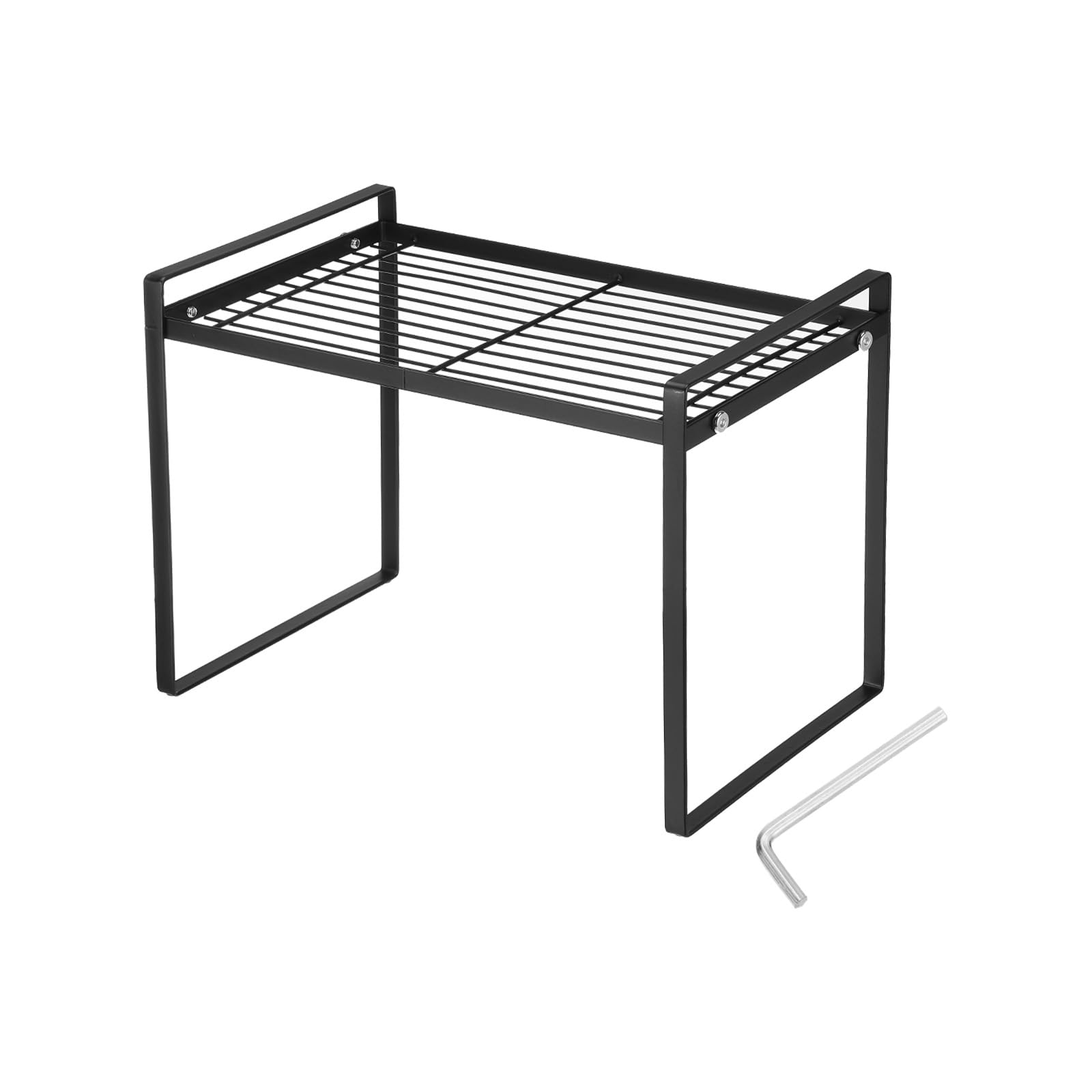 PATIKIL Kitchen Cabinet Organizer Shelves, Stackable Cabinet Shelves Organizer Counter Organizer Rack for Pantry Bedroom Office L13in W8.3in H9.4in, Black