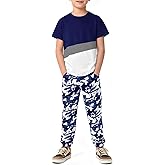 Haloumoning Boys 2 Piece Outfits Kids Colorblock Short Sleeve T-Shirts and Camouflage Pants Clothes Set 5-14 Years