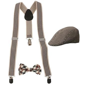 Sharplace Kinder Jungen Stretchble Y-back Hosenträger mit Fliege mütze Set