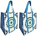 Buti Earth Bag Extra Large Reusable Shopping Bags with Handles Reinforced Bottom, Stay Open Fold Flat, Premium Wipe Clean Totes (2 Pack, Aqua)