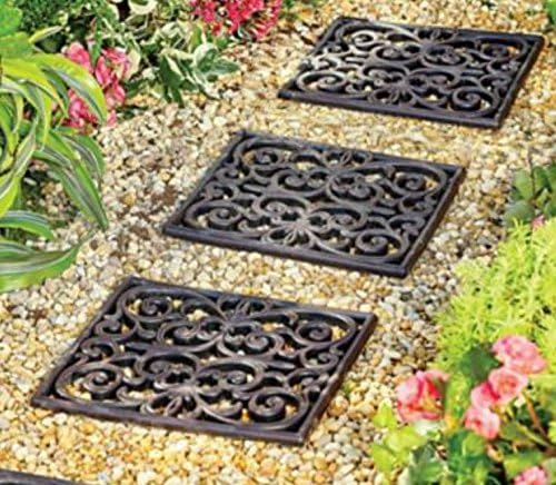 Rubber Square Garden Stepping Tile - Set of 3