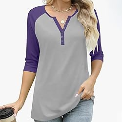 Womens 3/4 Sleeve Tops and Blouses Plus Size