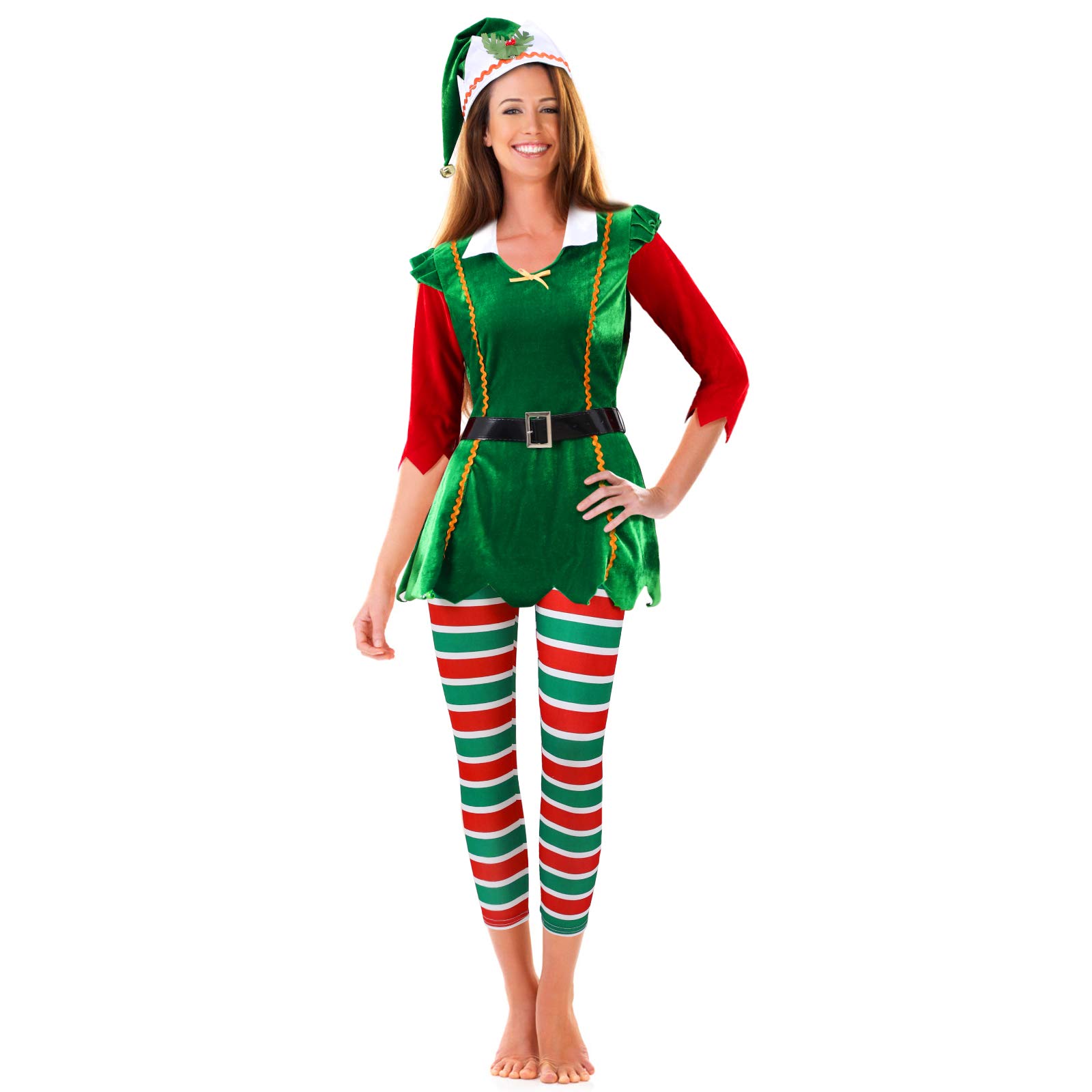 SOIMISS 1 Set Christmas Adult Costume Women Costume with Hat Stocking Costume Cosplay Outfit for Women Lady Party