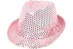 Ankelesz Sequin Hat for Man and Women,Western Sequin Fedora Hat Bling Dance Hats