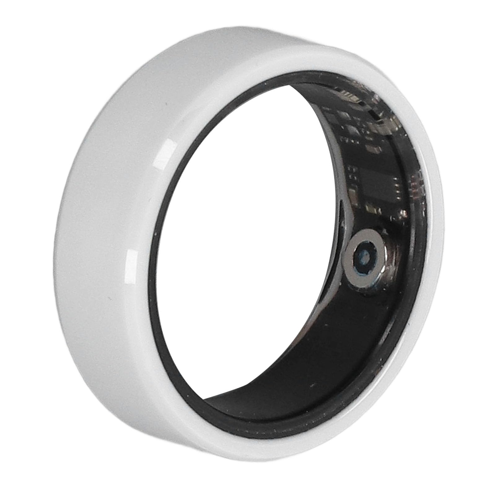 Denash Smart Ring,Bluetooth Ceramic Stainless Steel Sleep Monitoring Health Tracker,IP68 Waterproof Rechargeable Fitness Tracker with APP (Inner Diameter 19.9mm)