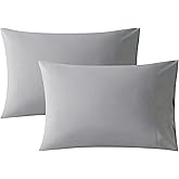 WhatsBedding King Size Pillowcases Set of 2, 20x36 Cotton Pillow Cases with Envelope Closure, Soft & Breathable Pillow Covers for Bed, Grey