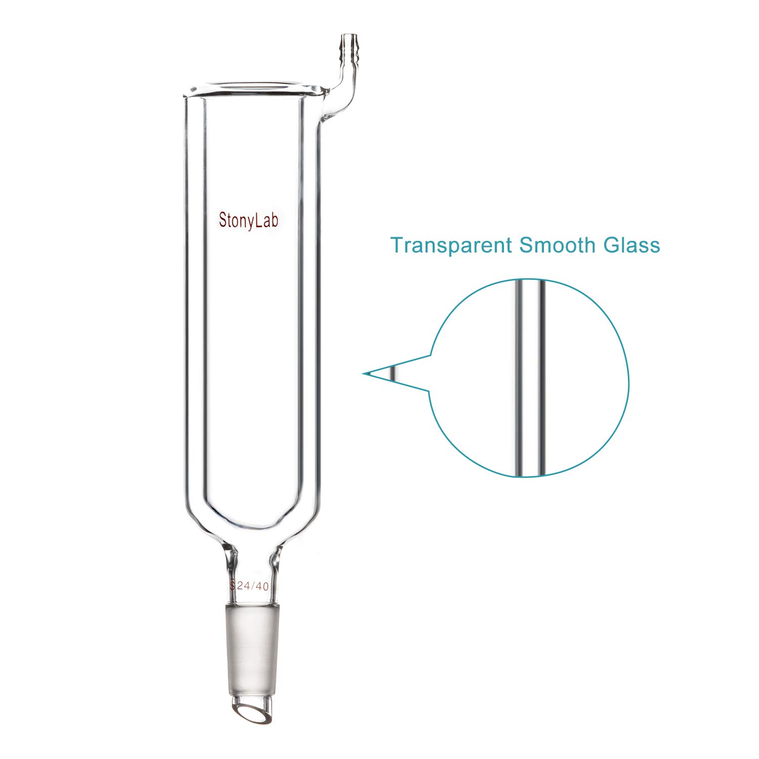 stonylab Dewar Condenser, Borosilicate Glass Dewar Type Condenser Dry Ice Condenser Lab Condenser with 24/40 Joint Lower Drip Tip, 200 mm Jacket Length and 40 mm I.D. - Image 4