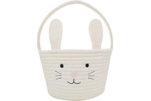 Easter Basket, Easter Bunny Basket with Handle, Easter Baskets for Kids, Baby Gift Basket, Egg Buckets Gifts Tote Bags Egg Hu