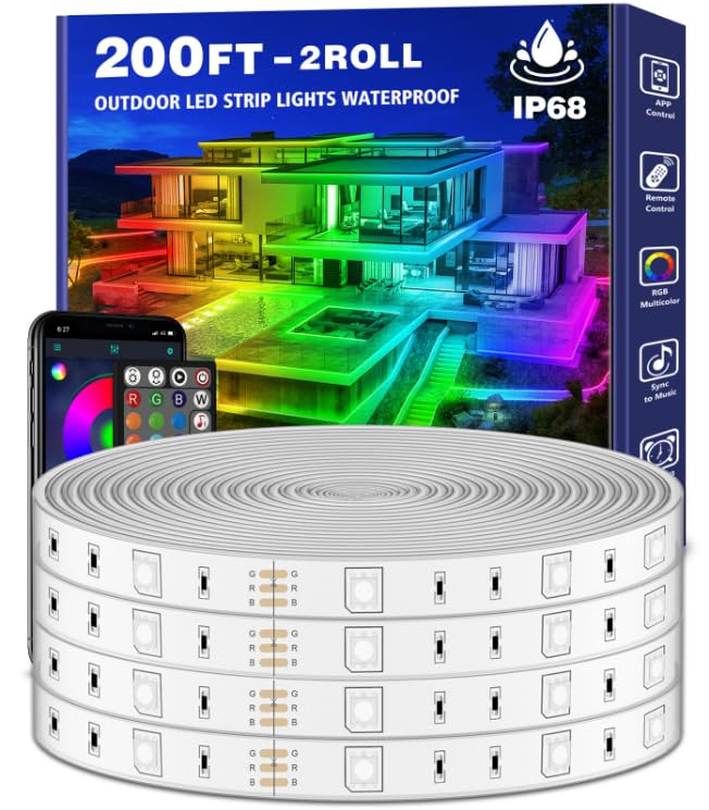 Photo 1 of **MISSING PARTS - See clerk notes**
LETIANPAI 200ft Outdoor LED Strip Lights Waterproof 1 Roll,IP68 Outside Led Light Strips with App and Remote,Music Sync RGB Exterior Rope Self Adhesive Back for Deck,Balcony,Pool