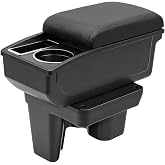 YJYWZH Armrest Box for Toyota Hilux Accessories, Black Thread | Car Center Console Organizer, Double Layer Storage Space, with Cup Holder &amp; Phone Holder, Easy Installation, Elbow Support