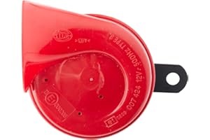 HELLA 007424011 Red Trumpet High-Tone Horn with Bracket, 12 V, 500 Hz (Universal Fit)