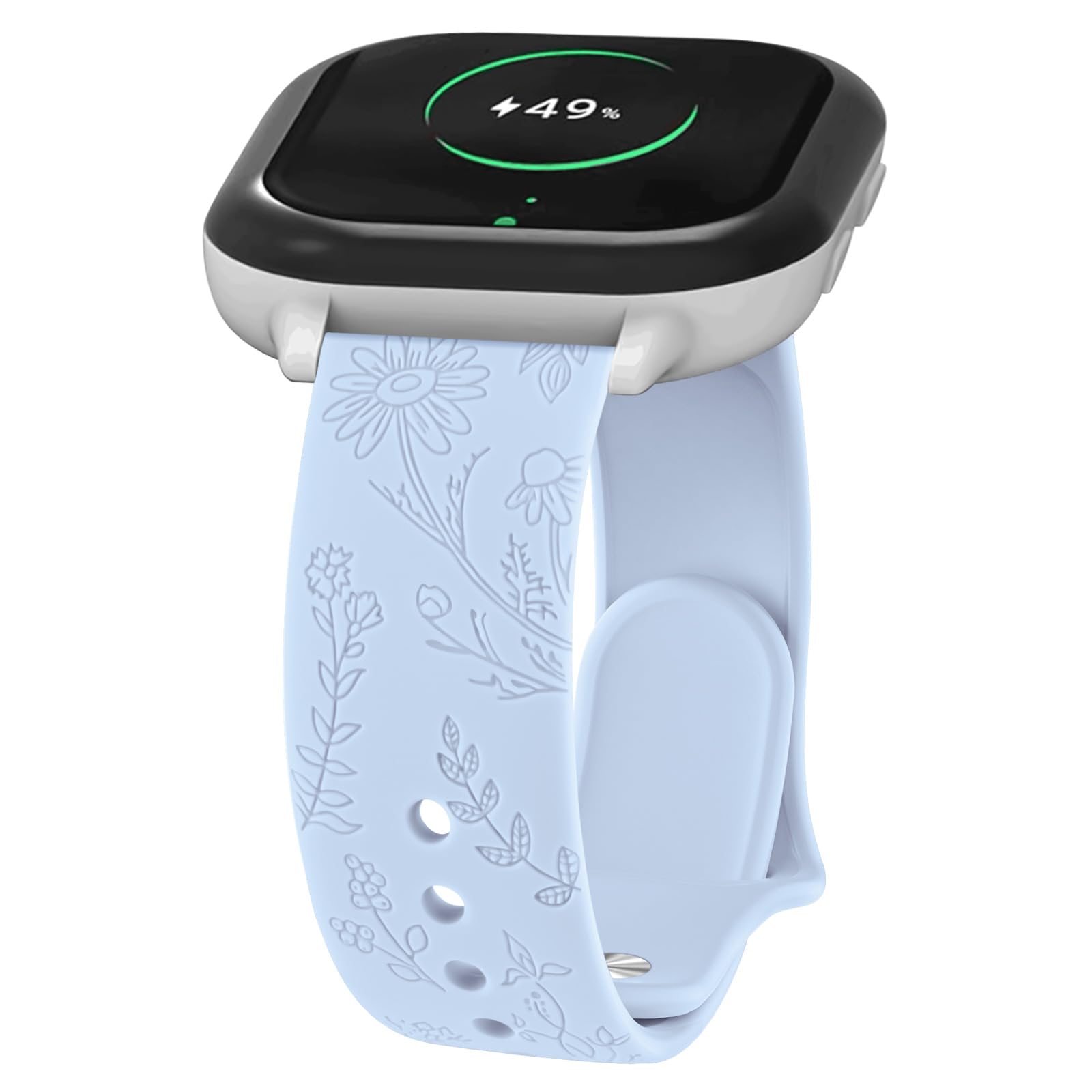 Photo 1 of Meliya Band Compatible with Gizmo Watch 3 2 1 / Gabb Watch, 20mm Flower Engraved Bands Soft Silicone Replacement Strap for Gizmo Watch 3 2 1 (Baby Blue)