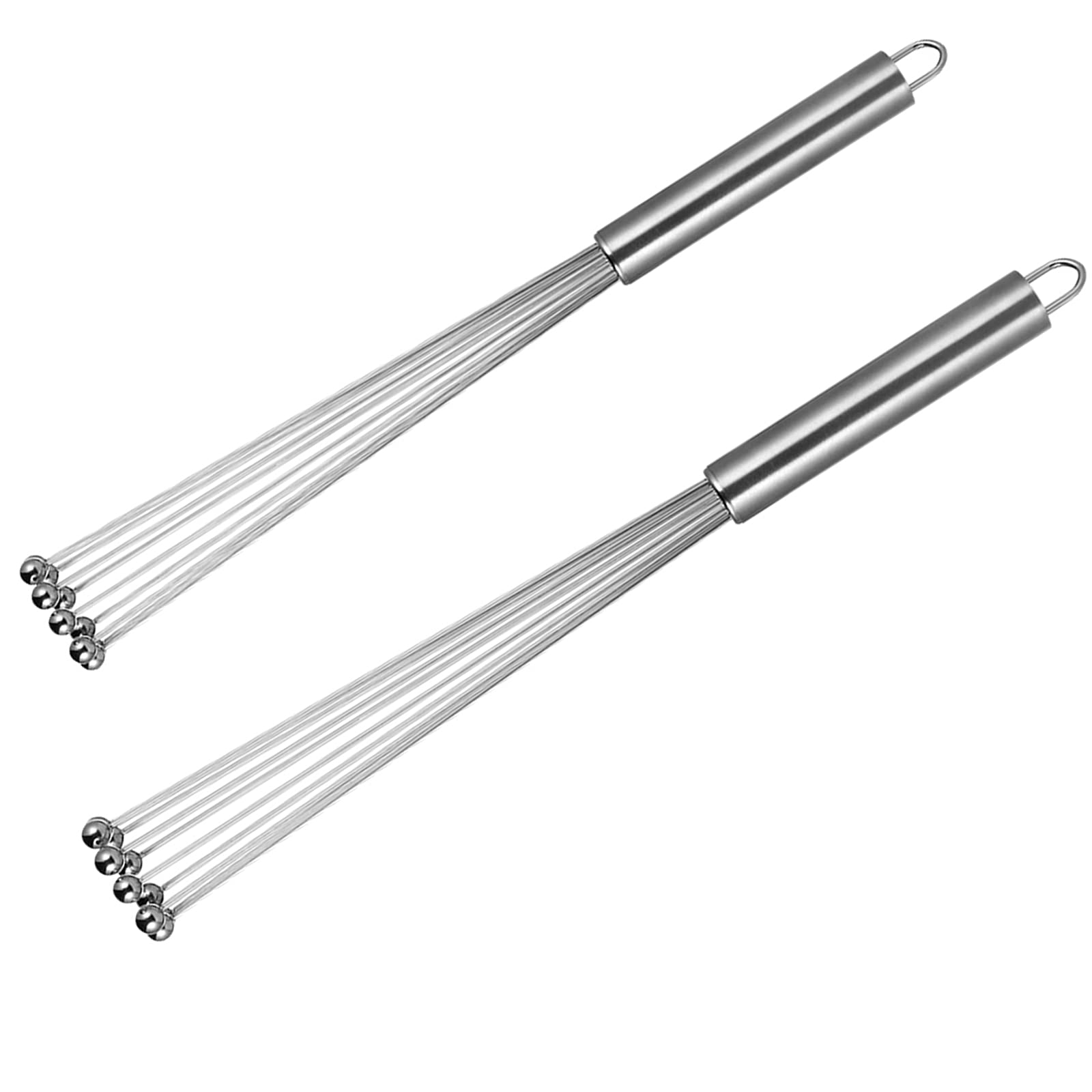 2Pcs Stainless Steel Ball Whisk 10-inch and 12-inch, Good Design Wire Egg Whisk Set Kitchen Whisks for Cooking, Blending, Whisking, Beating, Stirring