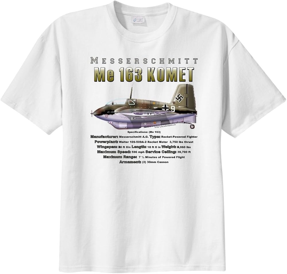 Messerschmitt Me 163 Komet Fighter Warbirdshirtstm Men S Short Sleeve T Shirt White Xxxl Amazon Ca Clothing Accessories