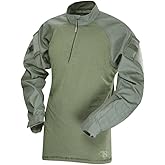 Tru-Spec T.R.U. 1/4 Zip Combat Shirt, Men's Tactical Long Sleeves - 65/35 Polyester Cotton Rip-Stop Fabric, Olive Drab - X-Large