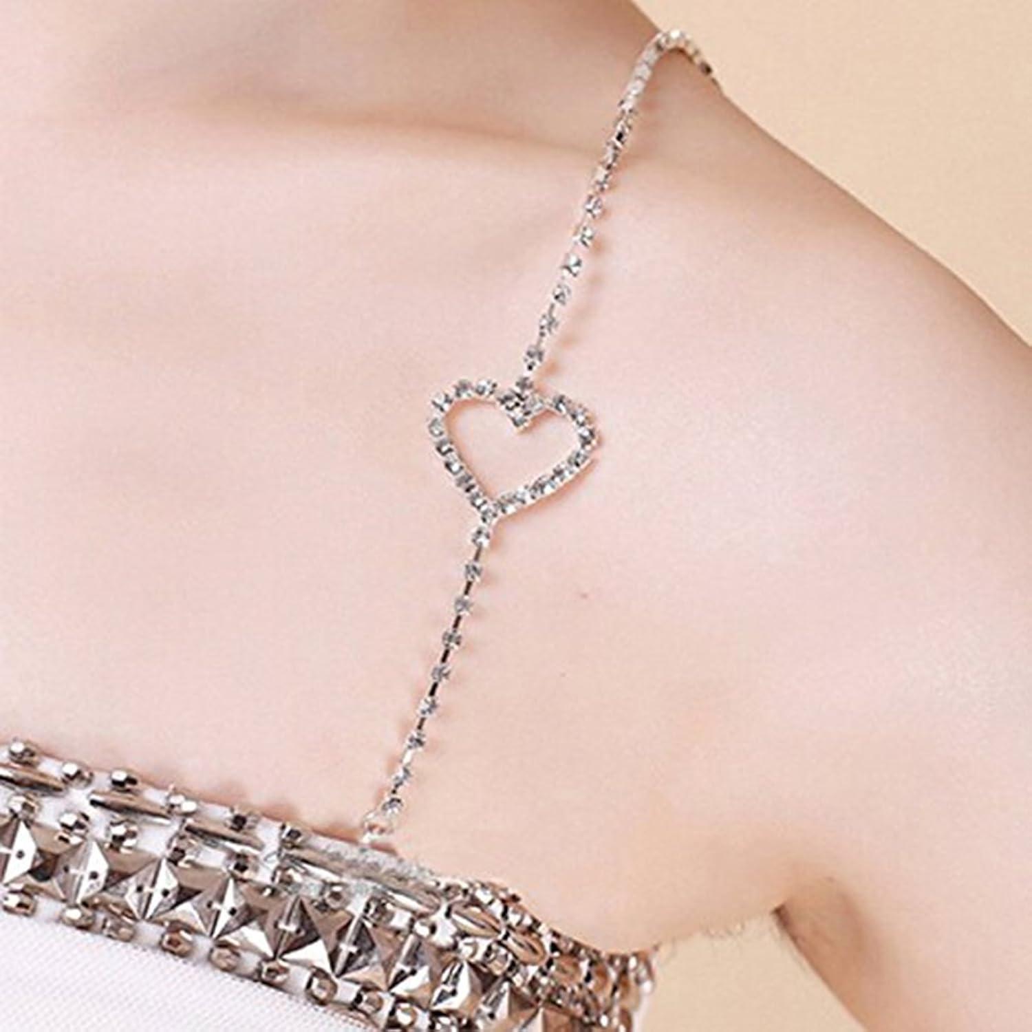Tinksky Love Heart Crystal Rhinestone Bra Straps Adjustable Bling