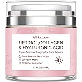FloraDew+ Retinol Collagen Hyaluronic Acid Anti-Aging Wrinkle Cream for Face & Neck Moisturizer Face Cream for Women 1.7 FL OZ
