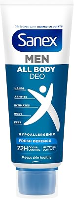 Men Crema Todo el Cuerpo Deo Frescor Total 75ml, Desodorante para Manos, Pies, Axilas, Cuerpo y Zonas Íntimas, 72 h de Protección contra el Olor Clínicamente Probada, Hipoalergénico