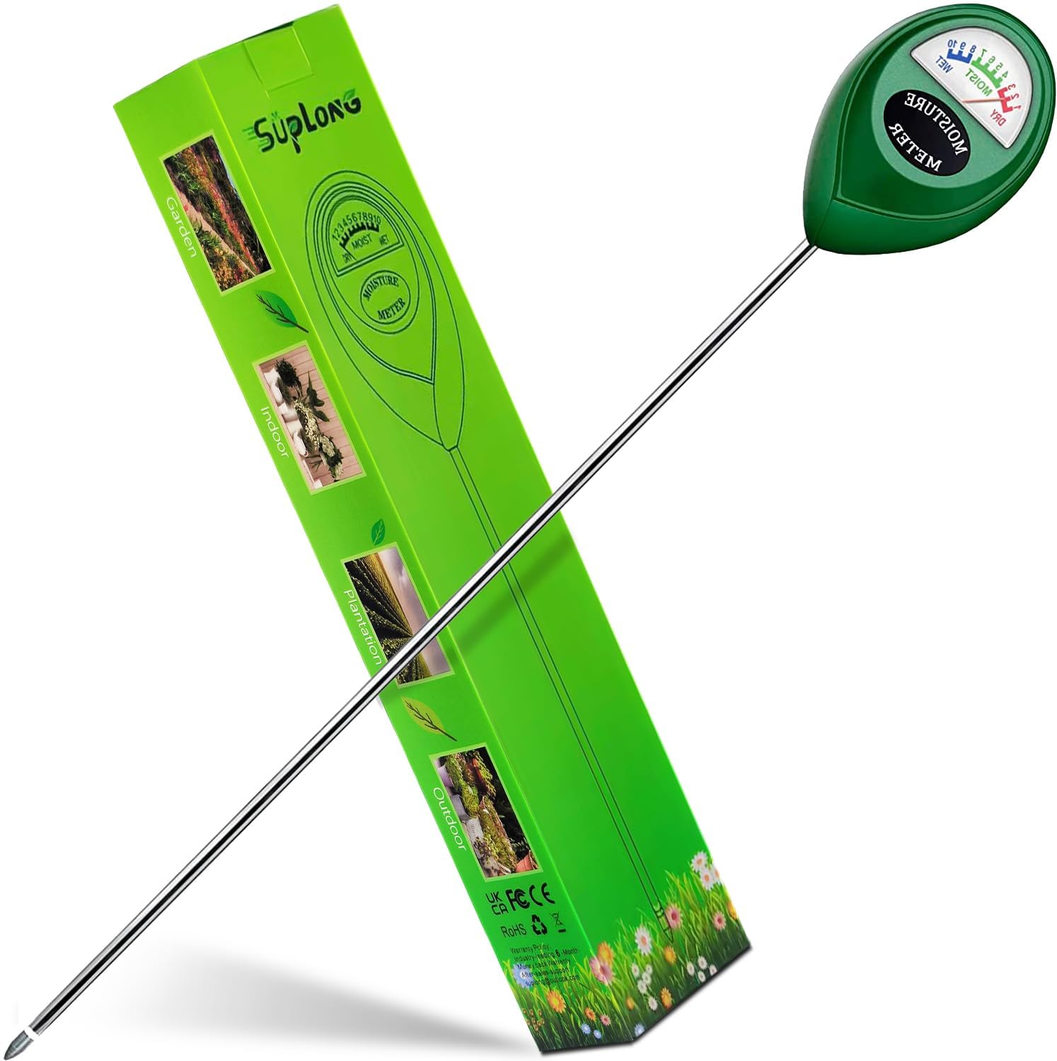 Suplong Long Probe Deep Use Soil Moisture Meter, Plant Moisture Meter, Moisture Meter Plant, Moisture Meter for Garden, Lawn, Farm, Indoor & Outdoor (No Battery Needed)(Green)